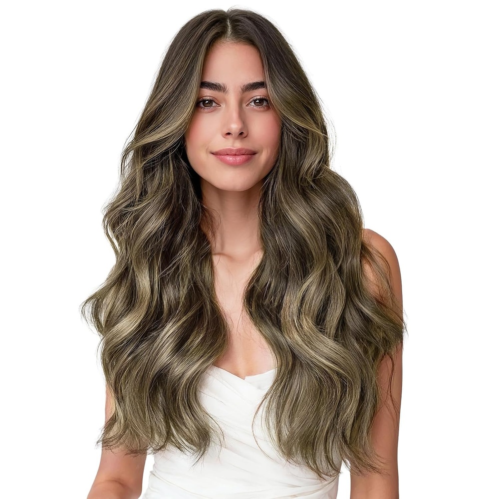 imageWENNALIFE Genius Seamless Tape in Hair Extensions Real Human Hair 18 inch 50g 20pcs Light Ash Brown Tape in Hair Extensions Remy Human Hair Luxury Invisible Straight Hand Tied Inspired Edge Tape insG4264 Balayage Chocolate Brown to Honey Blonde