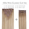 WENNALIFE Clip in Hair Extensions Real Human Hair, 22 Inch 150g 9pcs Human Hair Extensions Clip In Human Hair, Balayage Dirty Blonde with Platinum Ends Hair Extensions
