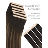 WENNALIFE Genius Seamless Tape in Hair Extensions Real Human Hair, 18 inch 50g 20pcs Light Ash Brown Tape in Hair Extensions Remy Human Hair Luxury Invisible Straight Hand Tied Inspired Edge Tape ins(8cm-#2/6/2 Balayage Dark Brown Mixed Chestnut Brown)