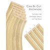 WENNALIFE Genius Seamless Tape in Hair Extensions Real Human Hair, 18 inch 50g 20pcs Light Ash Brown Tape in Hair Extensions Remy Human Hair Luxury Invisible Straight Hand Tied Inspired Edge Tape ins(8cm-#16/22 Light Blonde Highlighted Golden Blonde)