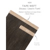 WENNALIFE Genius Seamless Tape in Hair Extensions Real Human Hair, 18 inch 50g 20pcs Light Ash Brown Tape in Hair Extensions Remy Human Hair Luxury Invisible Straight Hand Tied Inspired Edge Tape ins(8cm-#1C Cool Dark Brown)