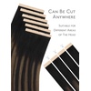 WENNALIFE Genius Seamless Tape in Hair Extensions Real Human Hair, 18 inch 50g 20pcs Light Ash Brown Tape in Hair Extensions Remy Human Hair Luxury Invisible Straight Hand Tied Inspired Edge Tape ins(8cm-#1B/6/1B Balayage Natural Black to Chestnut Brown)