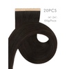 WENNALIFE Genius Seamless Tape in Hair Extensions Real Human Hair, 18 inch 50g 20pcs Light Ash Brown Tape in Hair Extensions Remy Human Hair Luxury Invisible Straight Hand Tied Inspired Edge Tape ins(8cm-#2 Dark Brown)