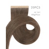 WENNALIFE Genius Seamless Tape in Hair Extensions Real Human Hair, 18 inch 50g 20pcs Light Ash Brown Tape in Hair Extensions Remy Human Hair Luxury Invisible Straight Hand Tied Inspired Edge Tape ins(8cm-#5 Muted Light Brown Brunette)