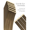 WENNALIFE Genius Seamless Tape in Hair Extensions Real Human Hair, 18 inch 50g 20pcs Light Ash Brown Tape in Hair Extensions Remy Human Hair Luxury Invisible Straight Hand Tied Inspired Edge Tape ins(8cm-#3/8/613 Ombre Walnut Brown to Ash Brown and Bleach Blonde)