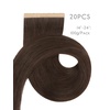 WENNALIFE Genius Seamless Tape in Hair Extensions Real Human Hair, 18 inch 50g 20pcs Light Ash Brown Tape in Hair Extensions Remy Human Hair Luxury Invisible Straight Hand Tied Inspired Edge Tape ins(8cm-#4 Chocolate Brown)