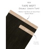 WENNALIFE Genius Seamless Tape in Hair Extensions Real Human Hair, 18 inch 50g 20pcs Light Ash Brown Tape in Hair Extensions Remy Human Hair Luxury Invisible Straight Hand Tied Inspired Edge Tape ins(8cm-#1B Natural Black)