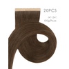 WENNALIFE Genius Seamless Tape in Hair Extensions Real Human Hair, 18 inch 50g 20pcs Light Ash Brown Tape in Hair Extensions Remy Human Hair Luxury Invisible Straight Hand Tied Inspired Edge Tape ins(8cm-#5D Cool Ash Brown)