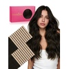 WENNALIFE Genius Seamless Tape in Hair Extensions Real Human Hair, 18 inch 50g 20pcs Light Ash Brown Tape in Hair Extensions Remy Human Hair Luxury Invisible Straight Hand Tied Inspired Edge Tape ins(8cm-#1B Natural Black)