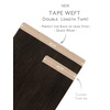WENNALIFE Genius Seamless Tape in Hair Extensions Real Human Hair, 18 inch 50g 20pcs Light Ash Brown Tape in Hair Extensions Remy Human Hair Luxury Invisible Straight Hand Tied Inspired Edge Tape ins(8cm-#2 Dark Brown)