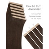 WENNALIFE Genius Seamless Tape in Hair Extensions Real Human Hair, 18 inch 50g 20pcs Light Ash Brown Tape in Hair Extensions Remy Human Hair Luxury Invisible Straight Hand Tied Inspired Edge Tape ins(8cm-#4 Chocolate Brown)