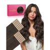 WENNALIFE Genius Seamless Tape in Hair Extensions Real Human Hair, 18 inch 50g 20pcs Light Ash Brown Tape in Hair Extensions Remy Human Hair Luxury Invisible Straight Hand Tied Inspired Edge Tape ins(8cm-#1C Cool Dark Brown)
