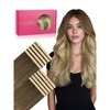 WENNALIFE Genius Seamless Tape in Hair Extensions Real Human Hair, 18 inch 50g 20pcs Light Ash Brown Tape in Hair Extensions Remy Human Hair Luxury Invisible Straight Hand Tied Inspired Edge Tape ins(8cm-#3/8/613 Ombre Walnut Brown to Ash Brown and Bleach Blonde)