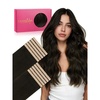 WENNALIFE Genius Seamless Tape in Hair Extensions Real Human Hair, 18 inch 50g 20pcs Light Ash Brown Tape in Hair Extensions Remy Human Hair Luxury Invisible Straight Hand Tied Inspired Edge Tape ins(8cm-#1B Natural Black)