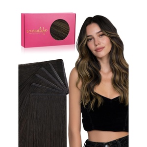 WENNALIFE Genius Seamless Tape in Hair Extensions Real Human Hair, 18 inch 50g 20pcs Light Ash Brown Tape in Hair Extensions Remy Human Hair Luxury Invisible Straight Hand Tied Inspired Edge Tape ins(G-#2/6/2 Balayage Dark Brown Mixed Chestnut Brown)