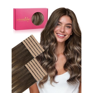 WENNALIFE Genius Seamless Tape in Hair Extensions Real Human Hair, 18 inch 50g 20pcs Light Ash Brown Tape in Hair Extensions Remy Human Hair Luxury Invisible Straight Hand Tied Inspired Edge Tape ins(8cm-#4/26/4 Balayage Chocolate Brown to Honey Blonde)