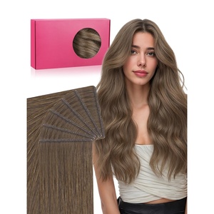 WENNALIFE Genius Seamless Tape in Hair Extensions Real Human Hair, 18 inch 50g 20pcs Light Ash Brown Tape in Hair Extensions Remy Human Hair Luxury Invisible Straight Hand Tied Inspired Edge Tape ins(G-#5 Muted Light Brown Brunette)