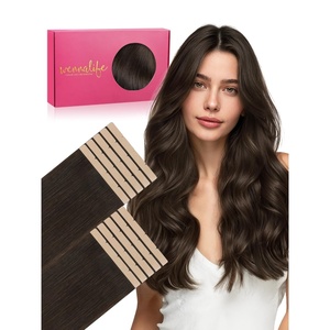 WENNALIFE Genius Seamless Tape in Hair Extensions Real Human Hair, 18 inch 50g 20pcs Light Ash Brown Tape in Hair Extensions Remy Human Hair Luxury Invisible Straight Hand Tied Inspired Edge Tape ins(8cm-#2A Light Dark Brown)
