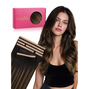 WENNALIFE Genius Seamless Tape in Hair Extensions Real Human Hair, 18 inch 50g 20pcs Light Ash Brown Tape in Hair Extensions Remy Human Hair Luxury Invisible Straight Hand Tied Inspired Edge Tape ins(C-#2/6/2 Balayage Dark Brown Mixed Chestnut Brown)