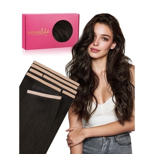 WENNALIFE Genius Seamless Tape in Hair Extensions Real Human Hair, 18 inch 50g 20pcs Light Ash Brown Tape in Hair Extensions Remy Human Hair Luxury Invisible Straight Hand Tied Inspired Edge Tape ins(C-#2 Dark Brown)