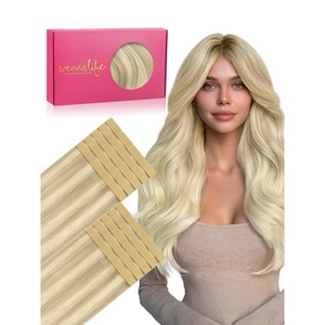 WENNALIFE Genius Seamless Tape in Hair Extensions Real Human Hair, 18 inch 50g 20pcs Light Ash Brown Tape in Hair Extensions Remy Human Hair Luxury Invisible Straight Hand Tied Inspired Edge Tape ins(8cm-#17/22/60 Ombre Ash Blonde to Golden Blonde Balayage Platinum Blonde)