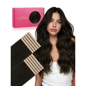 WENNALIFE Genius Seamless Tape in Hair Extensions Real Human Hair, 18 inch 50g 20pcs Light Ash Brown Tape in Hair Extensions Remy Human Hair Luxury Invisible Straight Hand Tied Inspired Edge Tape ins(8cm-#1B Natural Black)