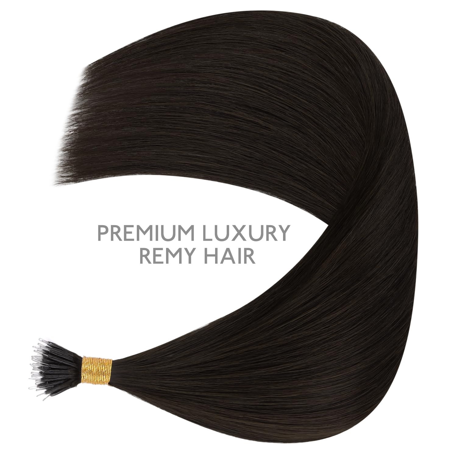 imageWENNALIFE Nano Bead Hair Extensions 50g 100s 16 Inch Dark Brown Real Human Hair for Women Invisible Nano Ring Remy Hair Extensiones De Cabello Humano Fusion Installation