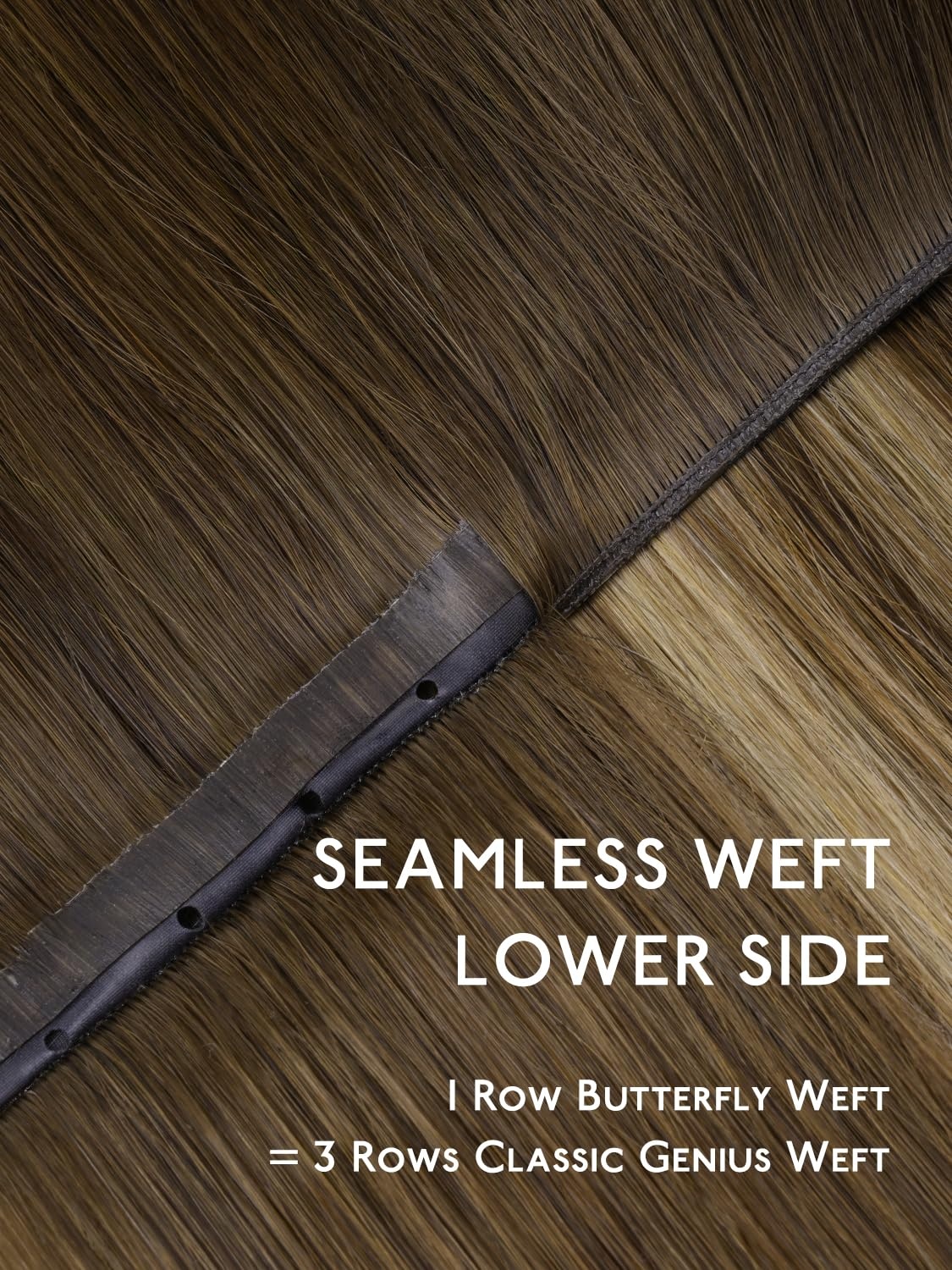 image:imageWENNALIFE 3PCS Butterfly Weft Hair Extensions Human Hair 14 Inch 80g Balayage Dark Brown Mixed Chestnut Brown Genius Sew in Hair Extensions Real Human Hair Add Volume and Length Invisible Extensions4274 Balayage Chocolate Brown to Caramel Blonde