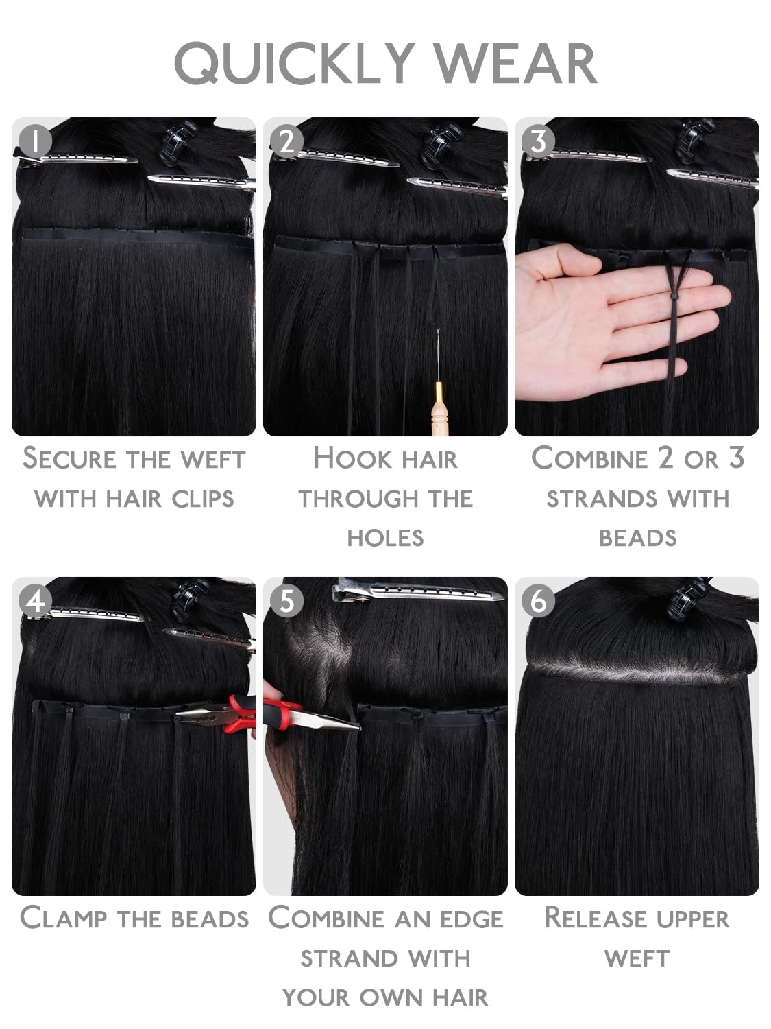 image:imageWENNALIFE 3PCS Butterfly Weft Hair Extensions Human Hair 14 Inch 80g Balayage Dark Brown Mixed Chestnut Brown Genius Sew in Hair Extensions Real Human Hair Add Volume and Length Invisible Extensions4274 Balayage Chocolate Brown to Caramel Blonde