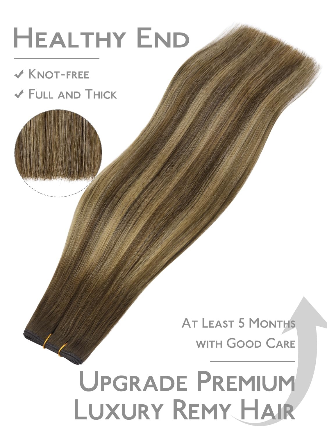 image:imageWENNALIFE 3PCS Butterfly Weft Hair Extensions Human Hair 14 Inch 80g Balayage Dark Brown Mixed Chestnut Brown Genius Sew in Hair Extensions Real Human Hair Add Volume and Length Invisible Extensions4274 Balayage Chocolate Brown to Caramel Blonde