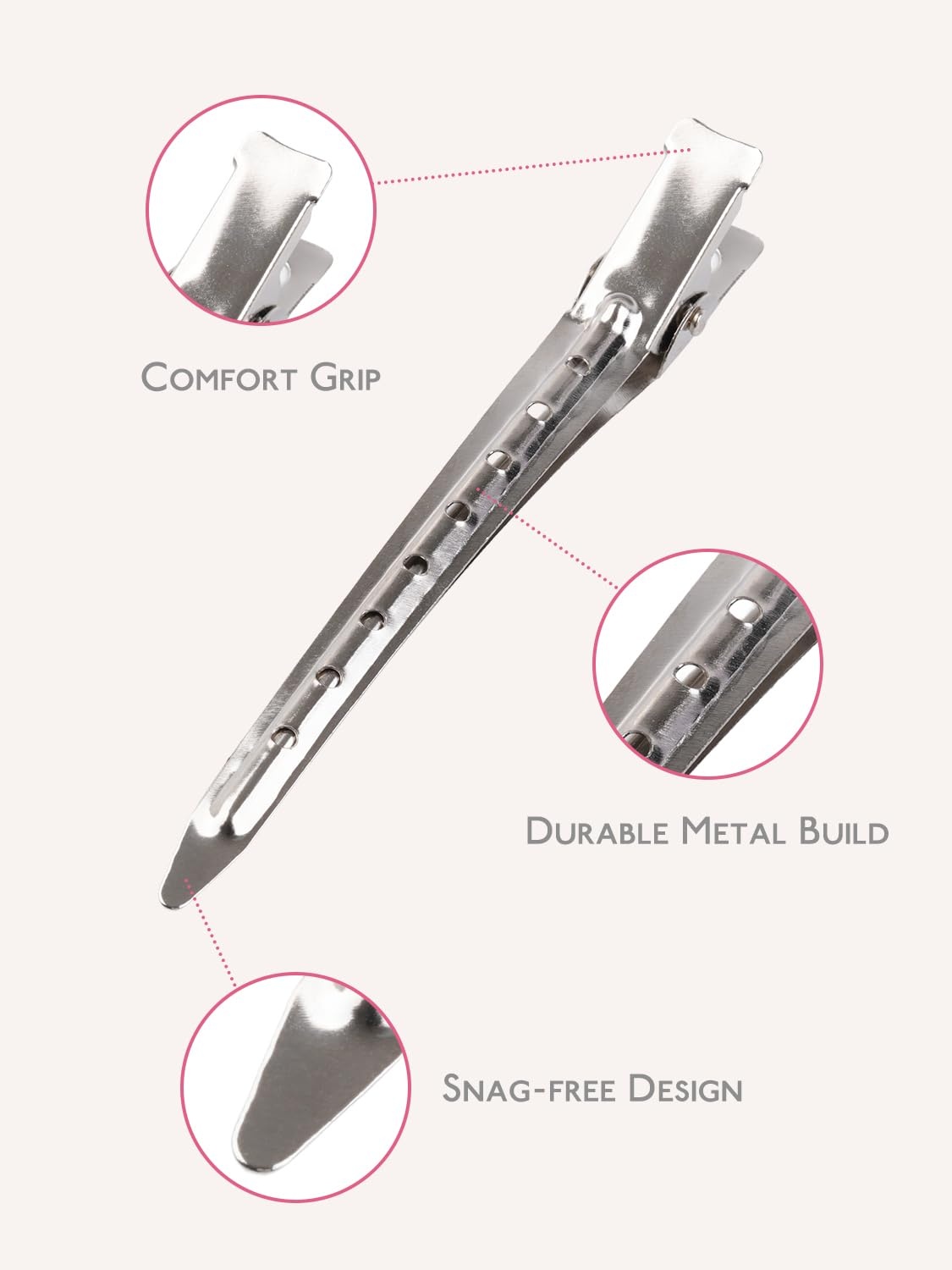 image:imageWENNALIFE 45cm amp 9cm Duck Bill Clips 40 PCS Metal Alligator Curl Hair Clips with Holes Stainless Steel Sectioning Clips for Hair Cutting Styling amp Coloring Strong Grip RustResistant SilverDKBCLIP