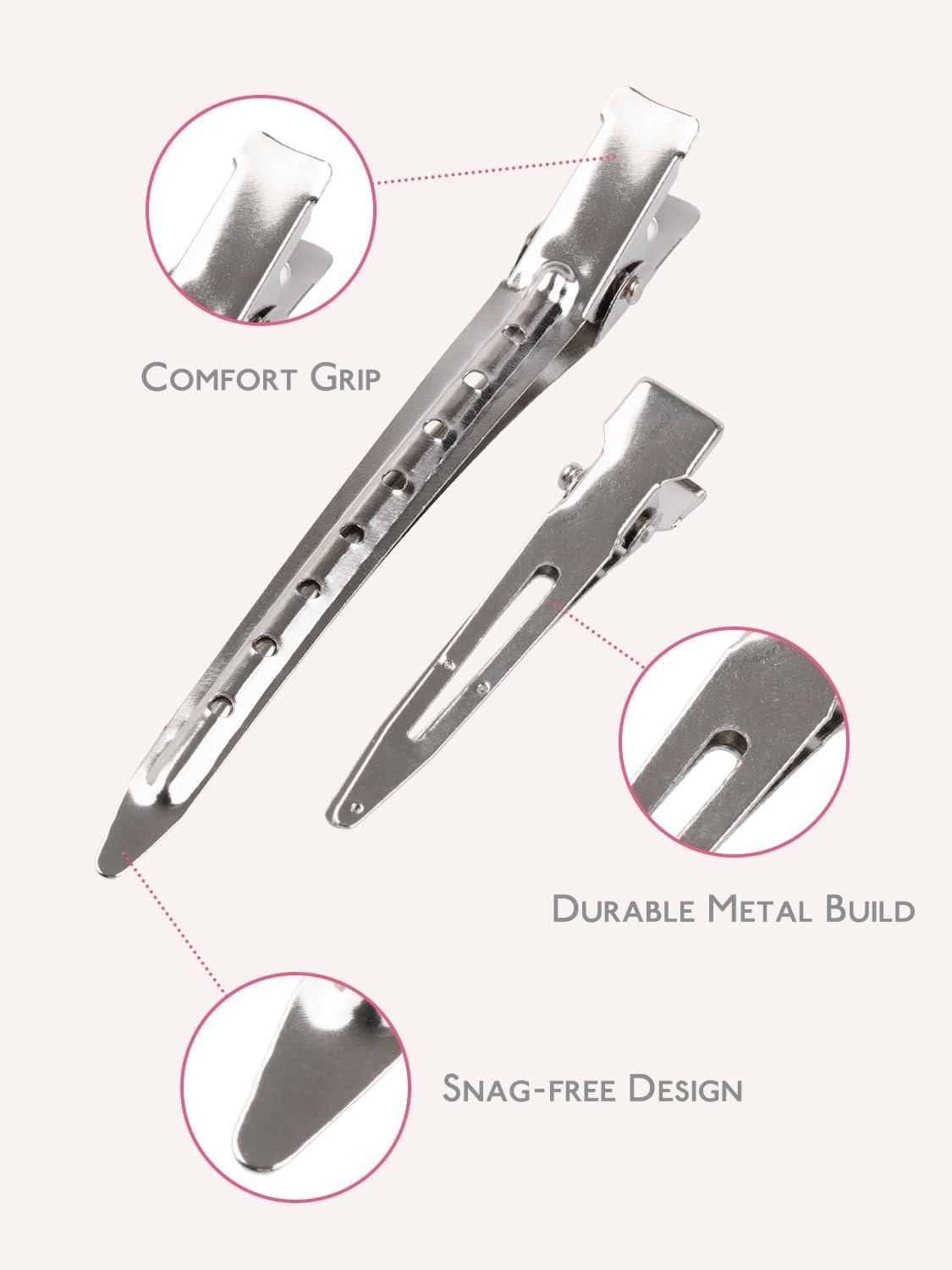 image:imageWENNALIFE 45cm amp 9cm Duck Bill Clips 40 PCS Metal Alligator Curl Hair Clips with Holes Stainless Steel Sectioning Clips for Hair Cutting Styling amp Coloring Strong Grip RustResistant SilverDKBCLIP