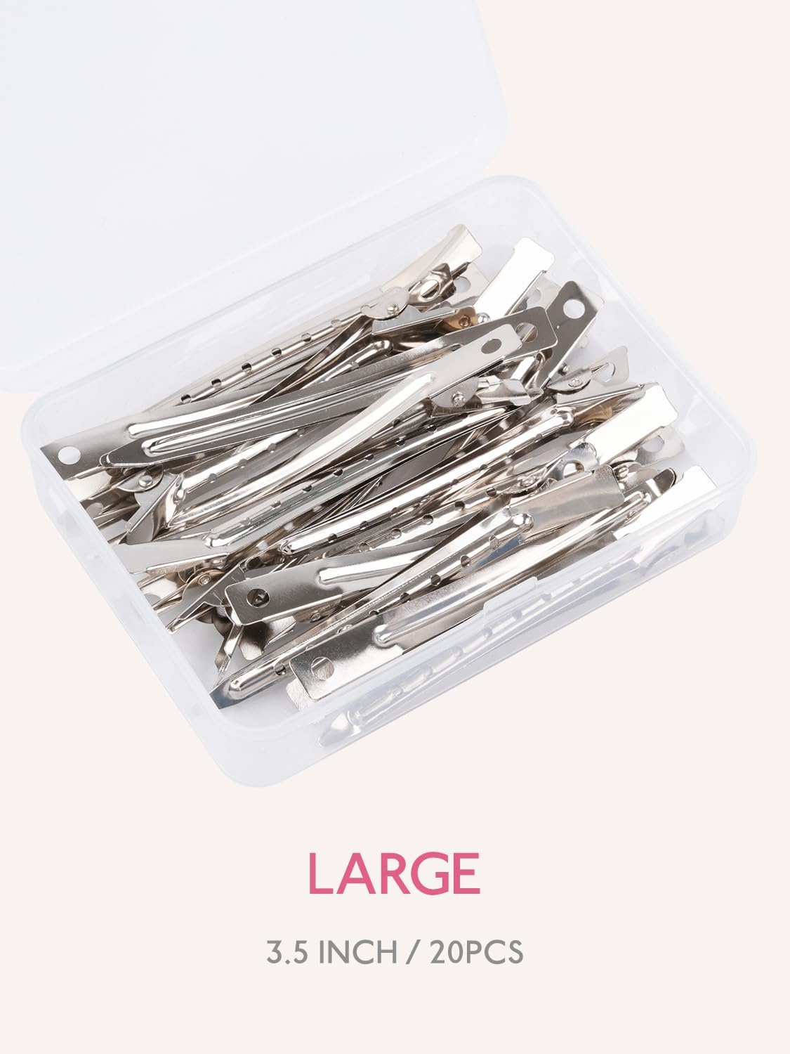 image:imageWENNALIFE 45cm amp 9cm Duck Bill Clips 40 PCS Metal Alligator Curl Hair Clips with Holes Stainless Steel Sectioning Clips for Hair Cutting Styling amp Coloring Strong Grip RustResistant SilverDKBCLIP