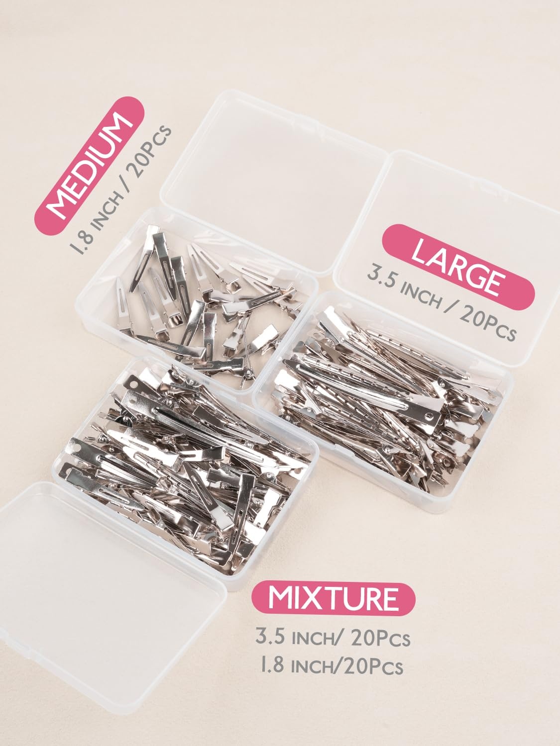 image:imageWENNALIFE 45cm amp 9cm Duck Bill Clips 40 PCS Metal Alligator Curl Hair Clips with Holes Stainless Steel Sectioning Clips for Hair Cutting Styling amp Coloring Strong Grip RustResistant SilverDKBCLIP