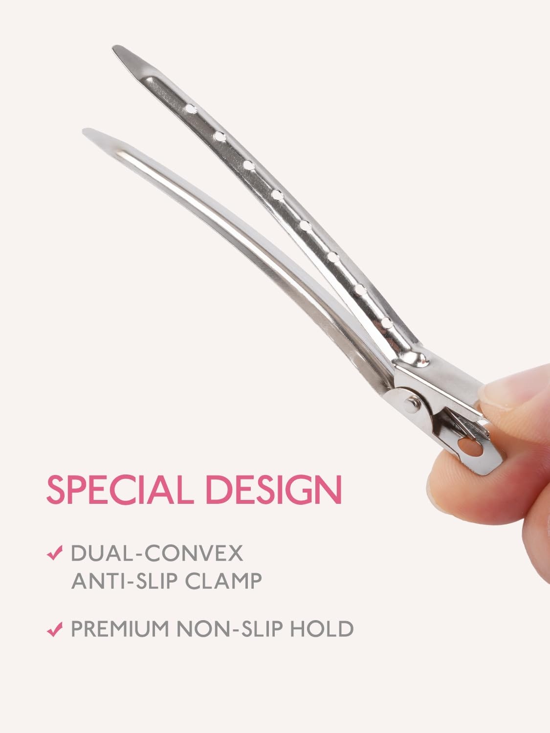 image:imageWENNALIFE 45cm amp 9cm Duck Bill Clips 40 PCS Metal Alligator Curl Hair Clips with Holes Stainless Steel Sectioning Clips for Hair Cutting Styling amp Coloring Strong Grip RustResistant SilverDKBCLIP
