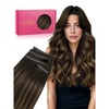 WENNALIFE 3PCS Butterfly Weft Hair Extensions Human Hair 14 Inch 80g Balayage Dark Brown Mixed Chestnut Brown Genius Sew in Hair Extensions Real Human Hair Add Volume and Length Invisible Extensions(#2/6/2 Balayage Dark Brown Mixed Chestnut Brown)