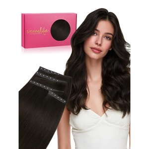 WENNALIFE 3PCS Butterfly Weft Hair Extensions Human Hair 14 Inch 80g Balayage Dark Brown Mixed Chestnut Brown Genius Sew in Hair Extensions Real Human Hair Add Volume and Length Invisible Extensions(#2 Dark Brown)