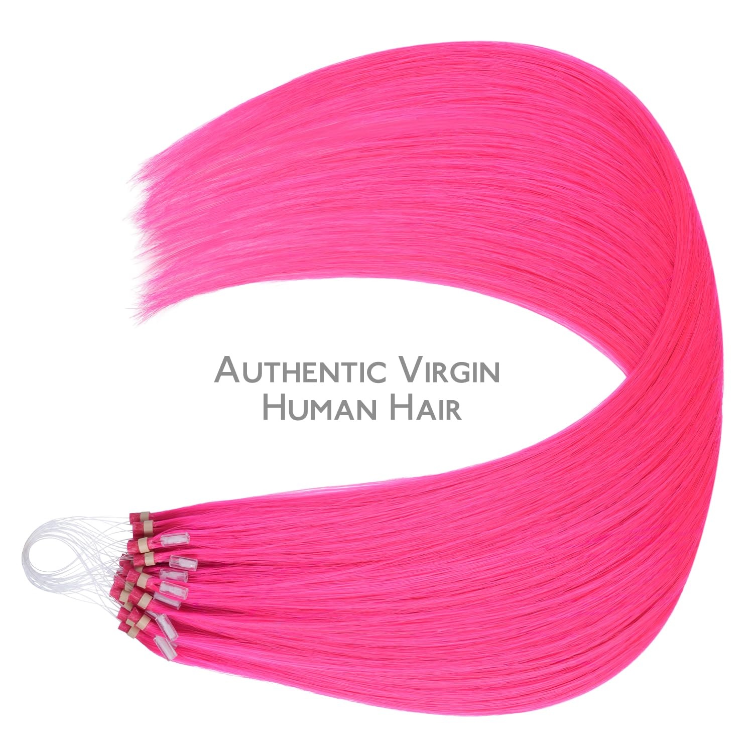 image:imageWENNALIFE Microlink Hair Extensions Human Hair 25g 25s 14 inch Hot Pink Remy Hair Microbead Micro Link Microloop Microring Invisible Straight Natural Fusion Installation