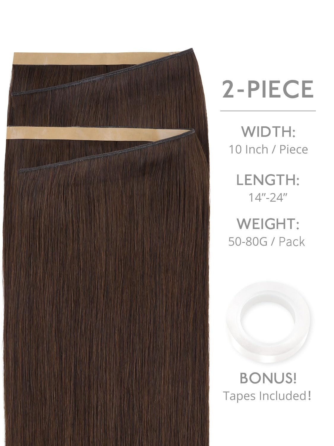 image:imageWENNALIFE Genius Weft Tape in Hair Extensions Human Hair 18 Inch 60g Natural Black Tape Ins Luxury Remy Hair Extensions Invisible Fuller Volume Reusable 10 Wide Weft4 Chocolate Brown
