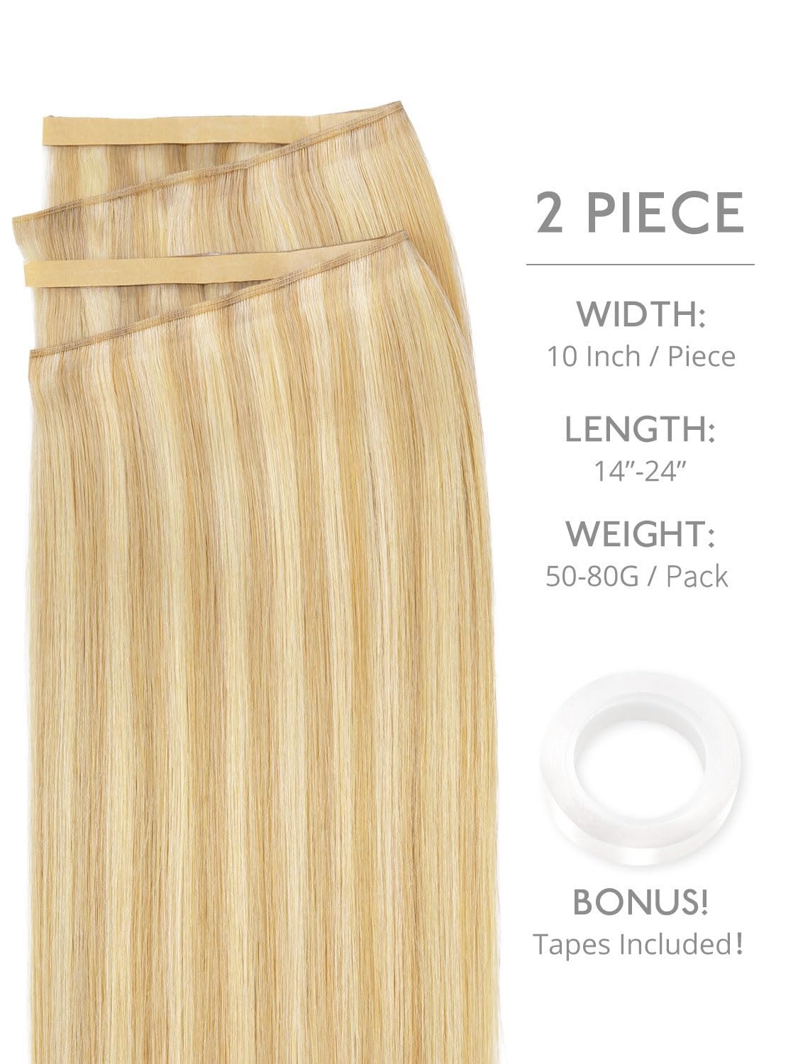 image:imageWENNALIFE Genius Weft Tape in Hair Extensions Human Hair 18 Inch 60g Natural Black Tape Ins Luxury Remy Hair Extensions Invisible Fuller Volume Reusable 10 Wide Weft1622 Light Blonde Highlighted Golden Blonde