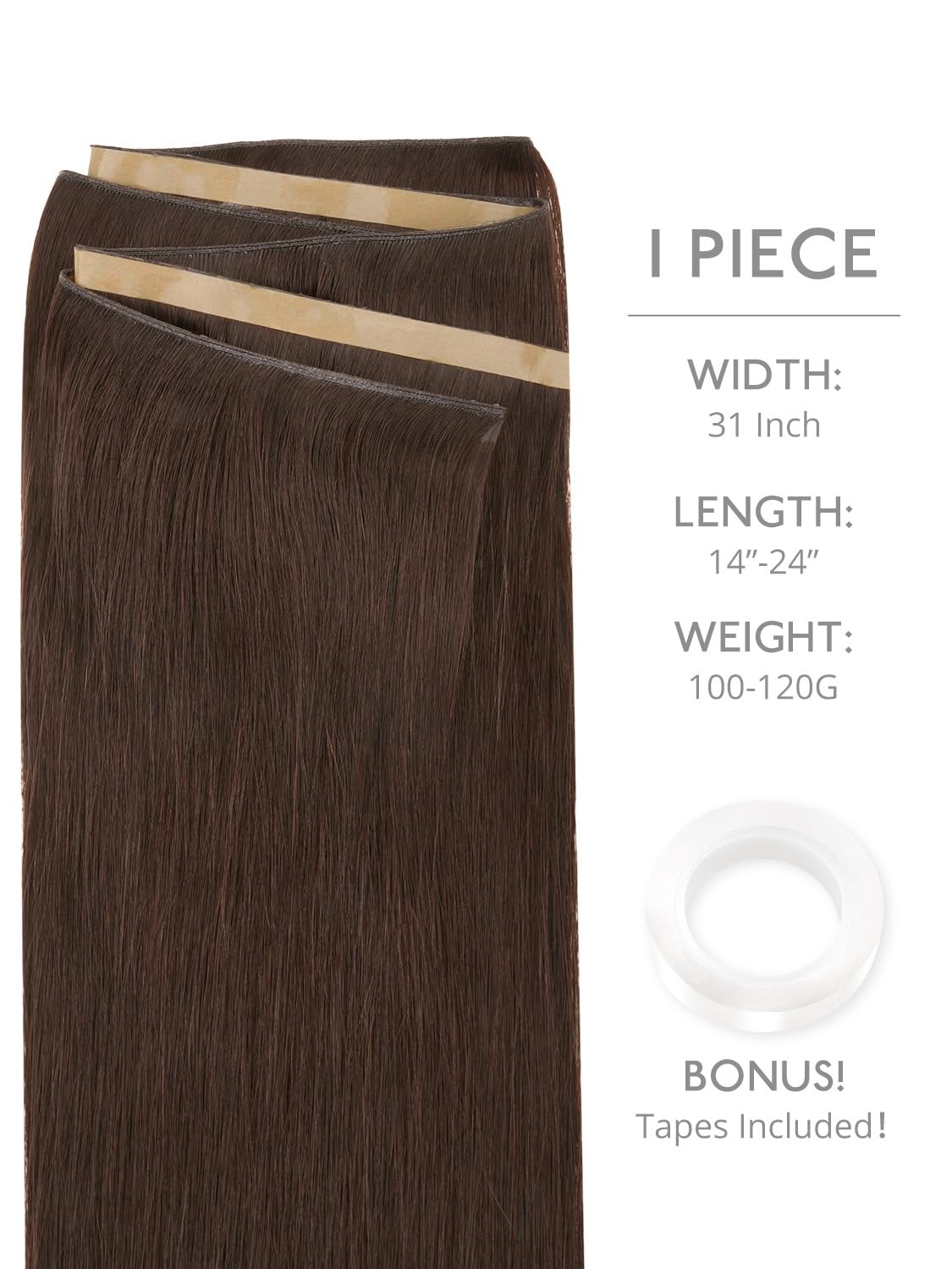 image:imageWENNALIFE Genius Weft Tape in Hair Extensions Human Hair 18 Inch 60g Natural Black Tape Ins Luxury Remy Hair Extensions Invisible Fuller Volume Reusable 10 Wide Weft4 Chocolate Brown