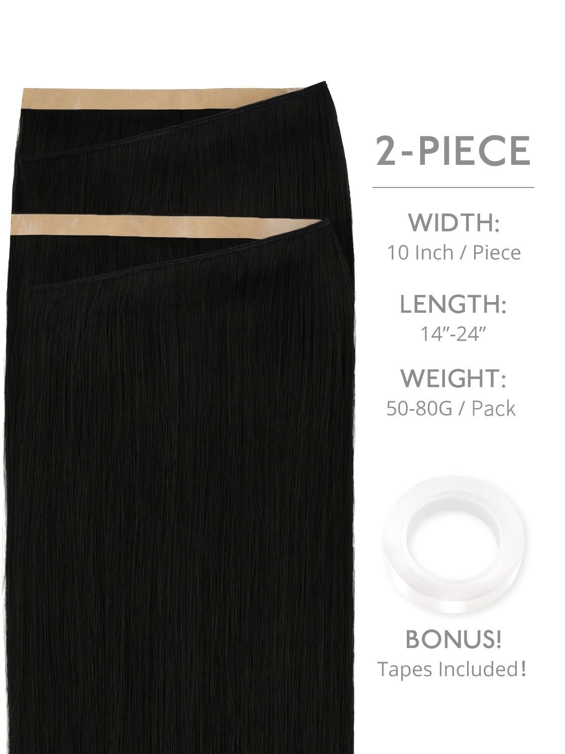 image:imageWENNALIFE Genius Weft Tape in Hair Extensions Human Hair 18 Inch 60g Natural Black Tape Ins Luxury Remy Hair Extensions Invisible Fuller Volume Reusable 10 Wide Weft1 Jet Black