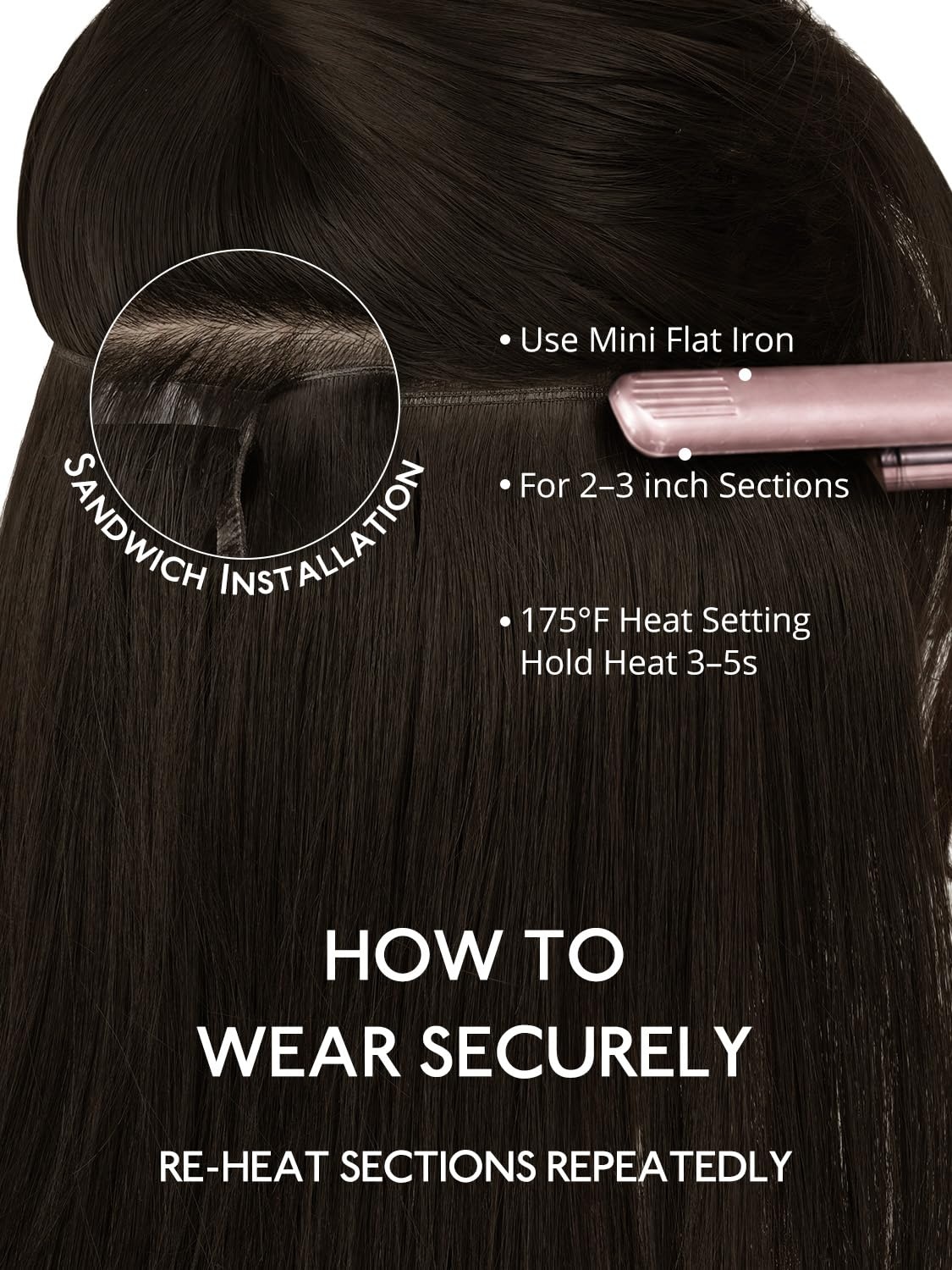 image:imageWENNALIFE Genius Weft Tape in Hair Extensions Human Hair 18 Inch 60g Natural Black Tape Ins Luxury Remy Hair Extensions Invisible Fuller Volume Reusable 10 Wide Weft2 Dark Brown