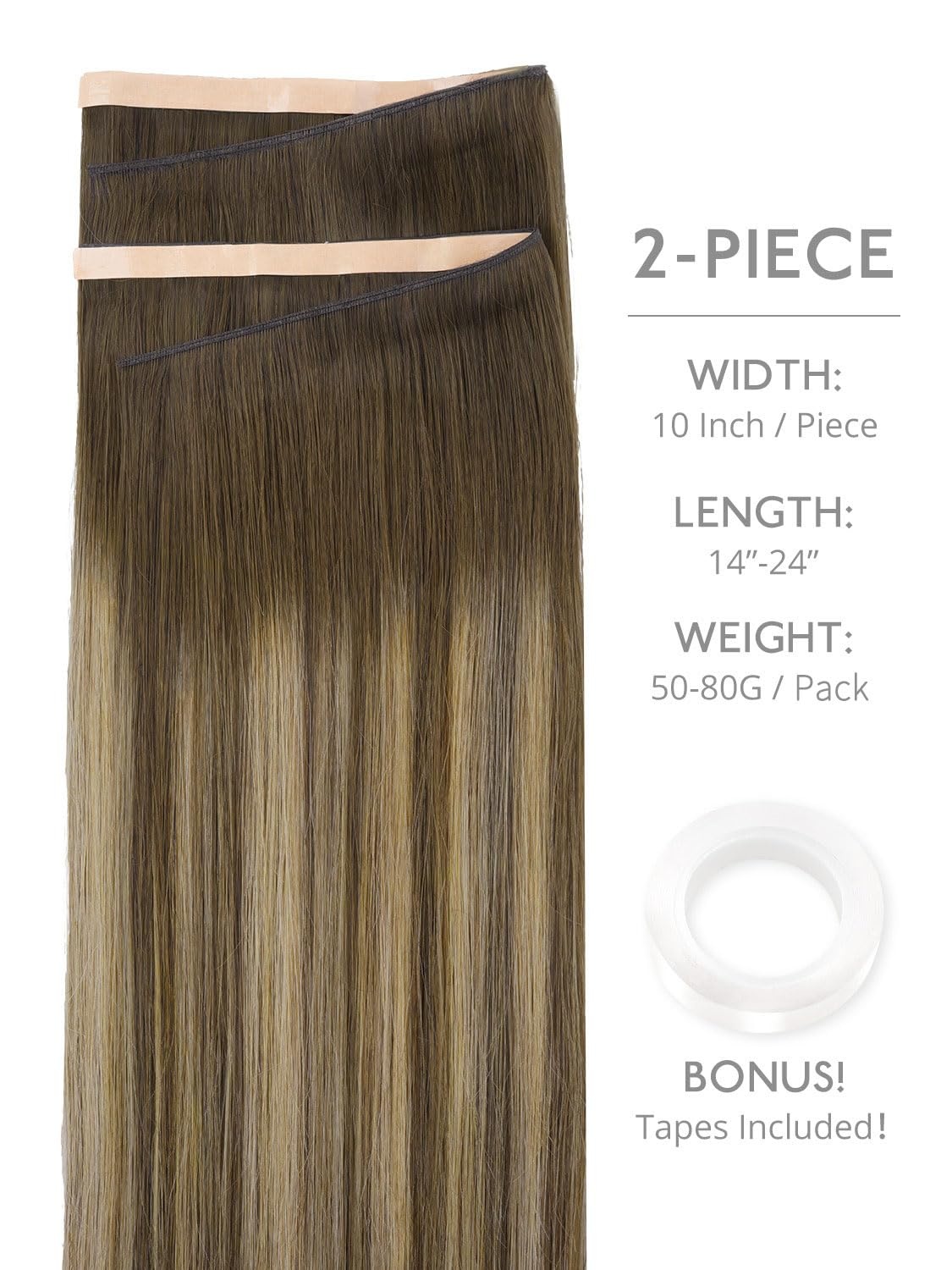 image:imageWENNALIFE Genius Weft Tape in Hair Extensions Human Hair 18 Inch 60g Natural Black Tape Ins Luxury Remy Hair Extensions Invisible Fuller Volume Reusable 10 Wide Weft4274 Balayage Chocolate Brown to Caramel Blonde