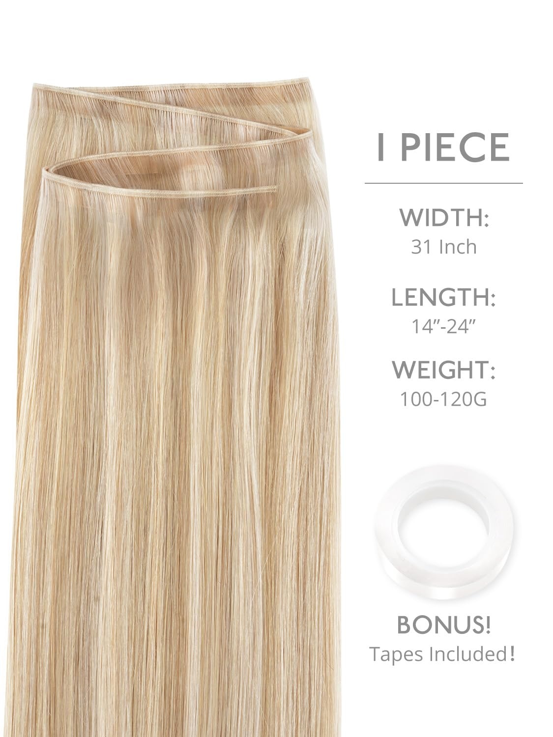image:imageWENNALIFE Genius Weft Tape in Hair Extensions Human Hair 18 Inch 60g Natural Black Tape Ins Luxury Remy Hair Extensions Invisible Fuller Volume Reusable 10 Wide Weft18A613A Dirty Blonde Highlighted Bleach Blonde