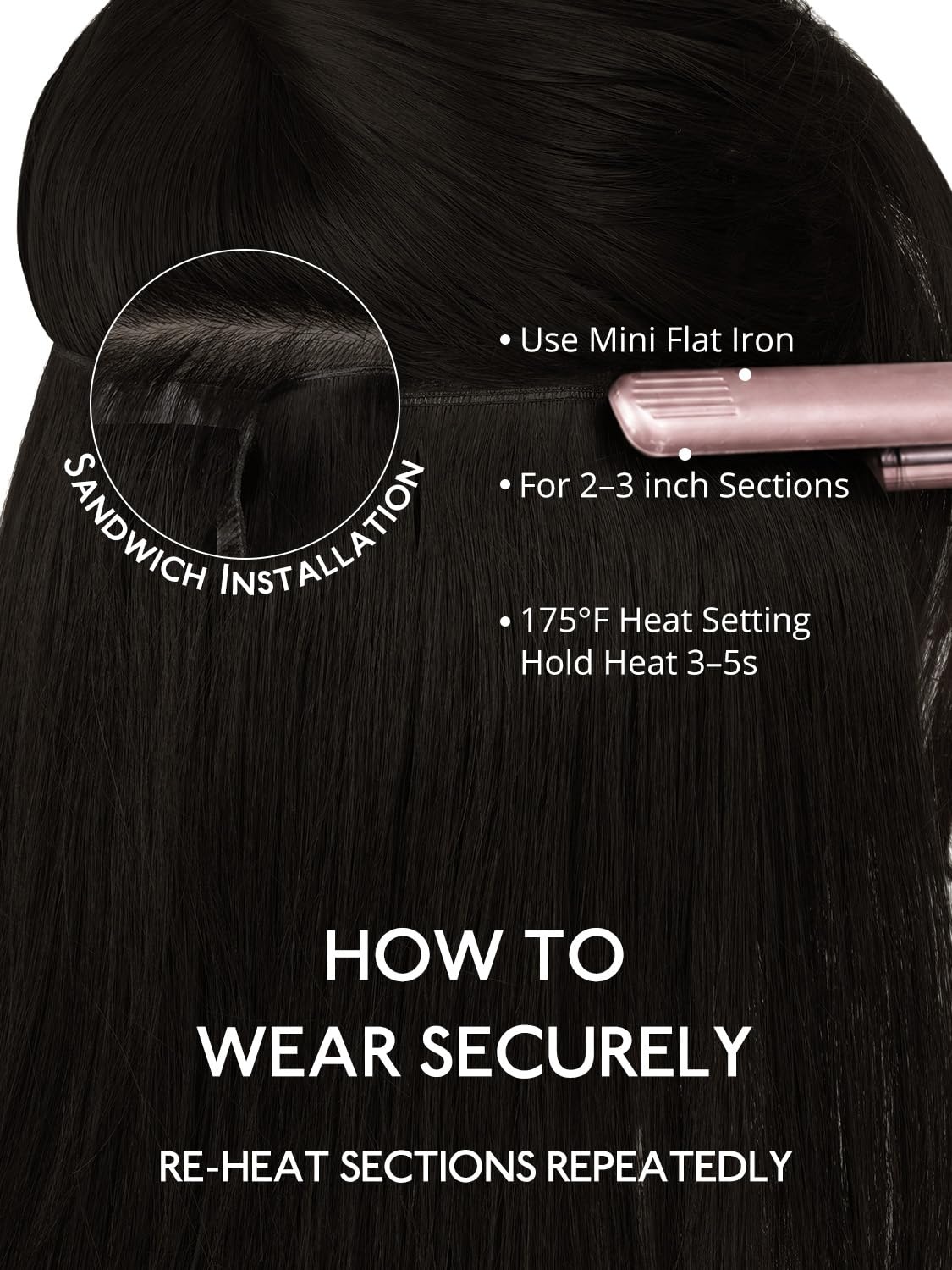 image:imageWENNALIFE Genius Weft Tape in Hair Extensions Human Hair 18 Inch 60g Natural Black Tape Ins Luxury Remy Hair Extensions Invisible Fuller Volume Reusable 10 Wide Weft1B Natural Black