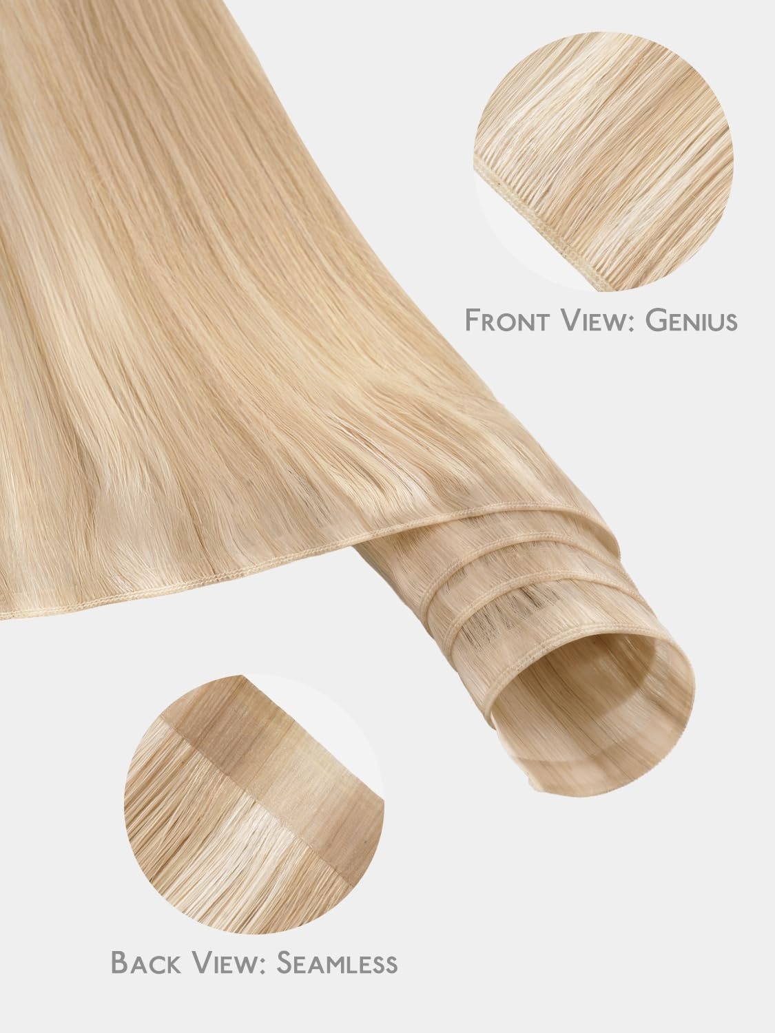 image:imageWENNALIFE Genius Weft Tape in Hair Extensions Human Hair 18 Inch 60g Natural Black Tape Ins Luxury Remy Hair Extensions Invisible Fuller Volume Reusable 10 Wide Weft18A613A Dirty Blonde Highlighted Bleach Blonde
