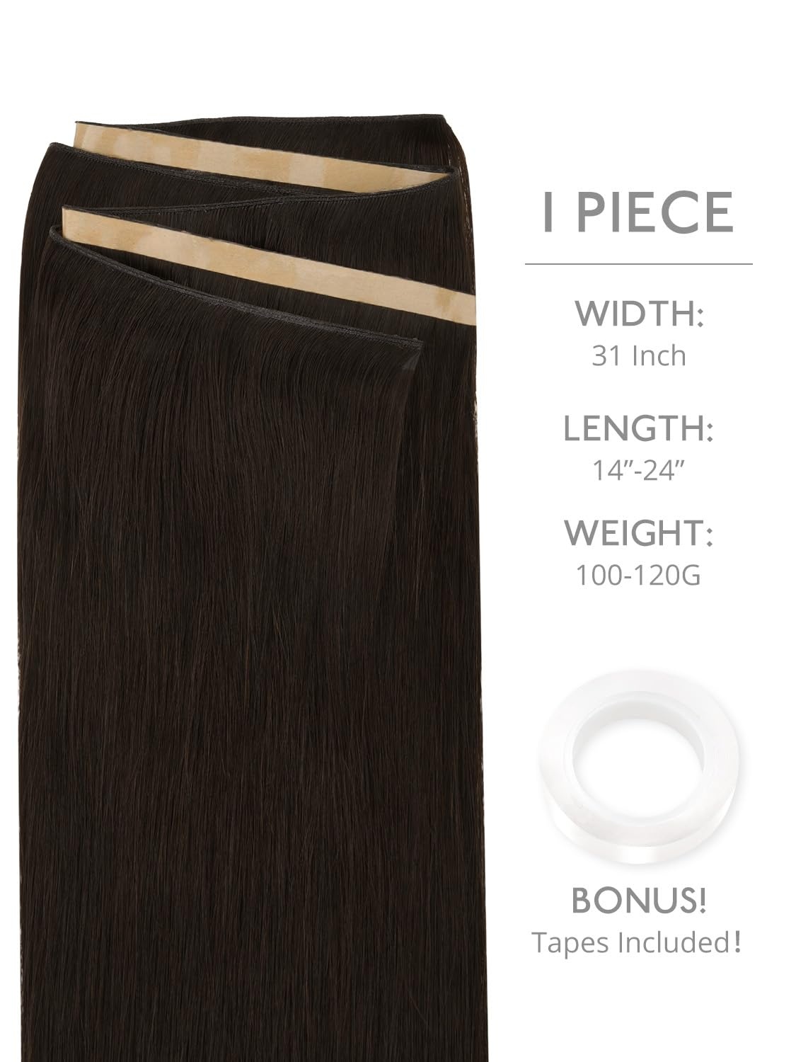 image:imageWENNALIFE Genius Weft Tape in Hair Extensions Human Hair 18 Inch 60g Natural Black Tape Ins Luxury Remy Hair Extensions Invisible Fuller Volume Reusable 10 Wide Weft2 Dark Brown