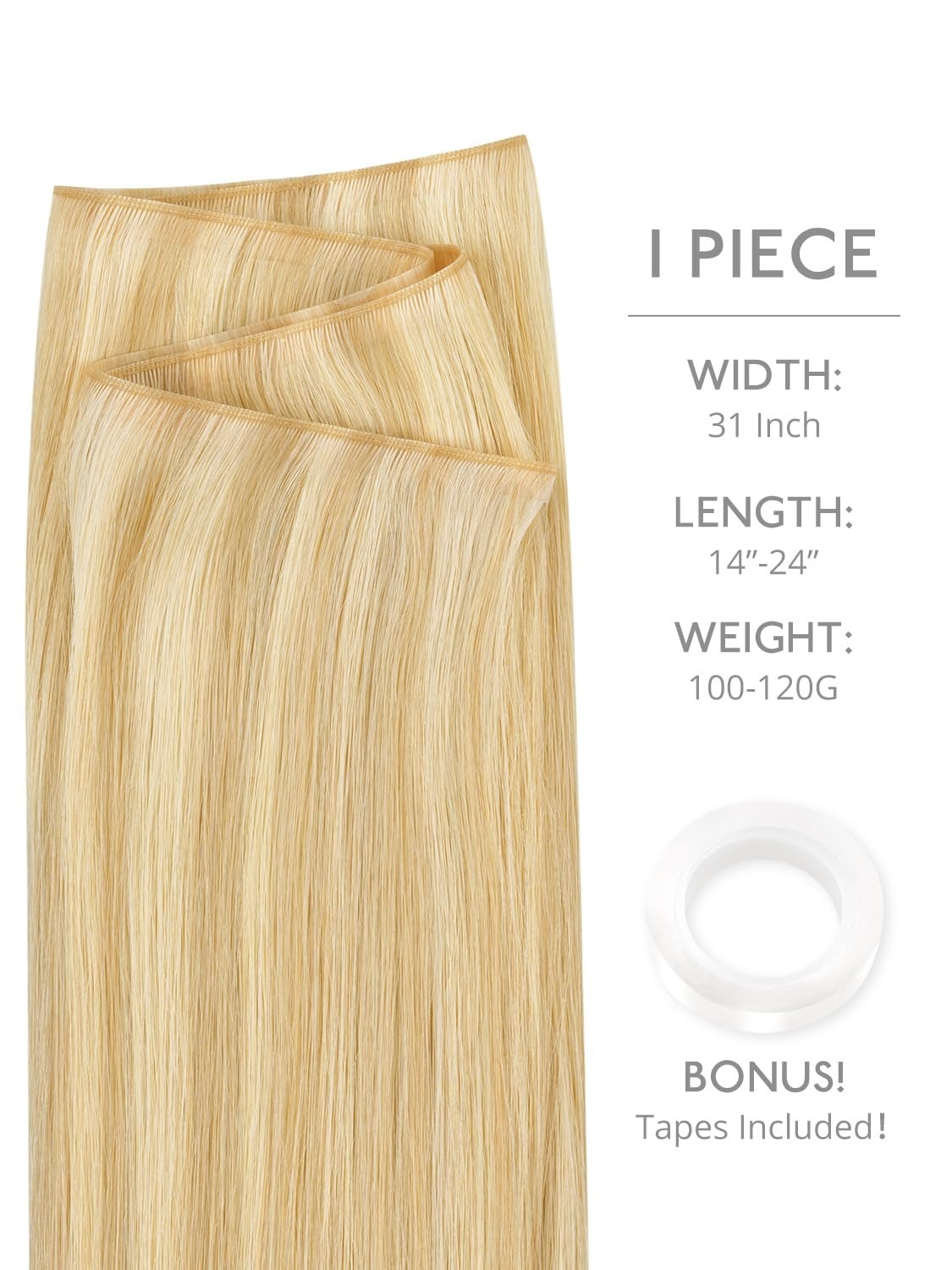 image:imageWENNALIFE Genius Weft Tape in Hair Extensions Human Hair 18 Inch 60g Natural Black Tape Ins Luxury Remy Hair Extensions Invisible Fuller Volume Reusable 10 Wide Weft1622 Light Blonde Highlighted Golden Blonde