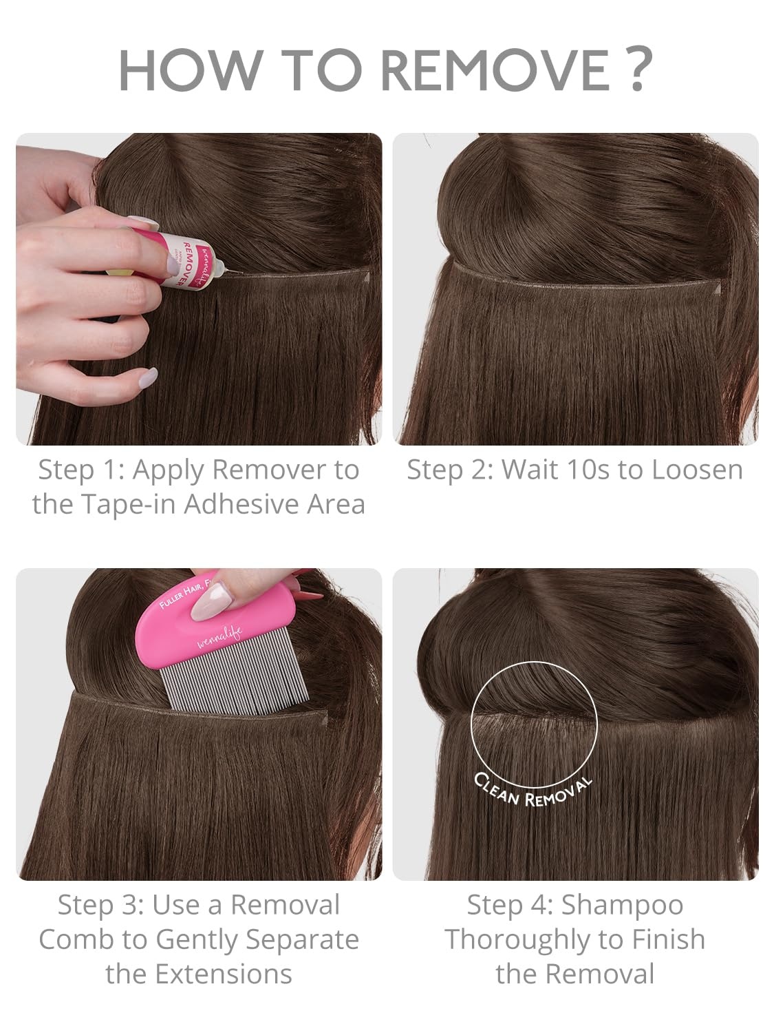 image:imageWENNALIFE Genius Weft Tape in Hair Extensions Human Hair 18 Inch 60g Natural Black Tape Ins Luxury Remy Hair Extensions Invisible Fuller Volume Reusable 10 Wide Weft4 Chocolate Brown